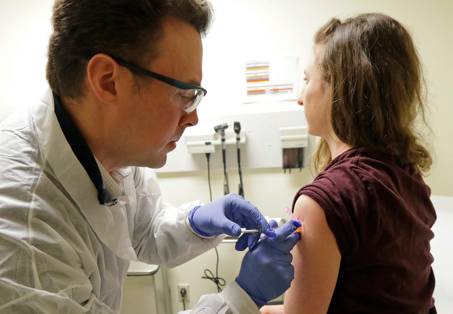 Een test met een vaccin tegen het coronavirus