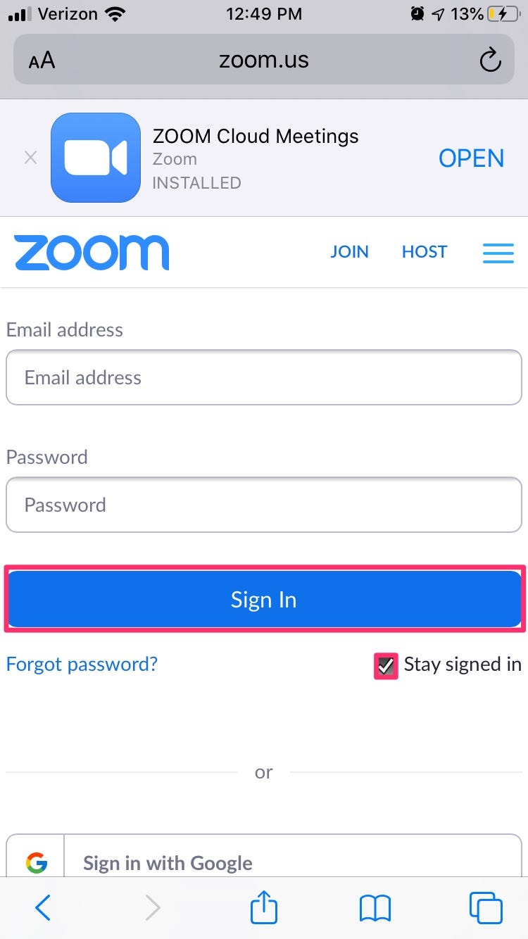 zoom account set up