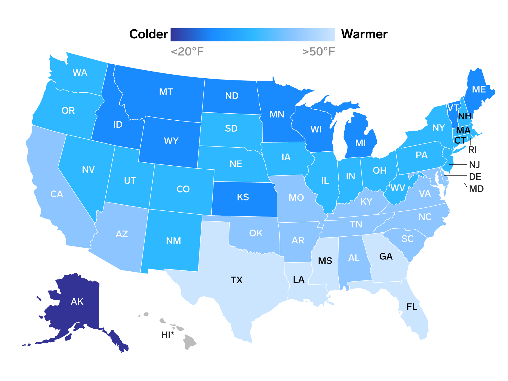 The coldest spring temperatures ever recorded in every state