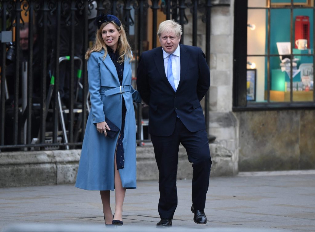 De Britse premier Boris Johnson en zijn verloofde Carrie Symonds.