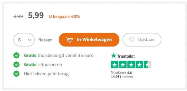 Foto: De bestelknop van wijnvoordeel.nl. Bron: InternetImpact Foto: De bestelknop van wijnvoordeel.nl. Bron: InternetImpact