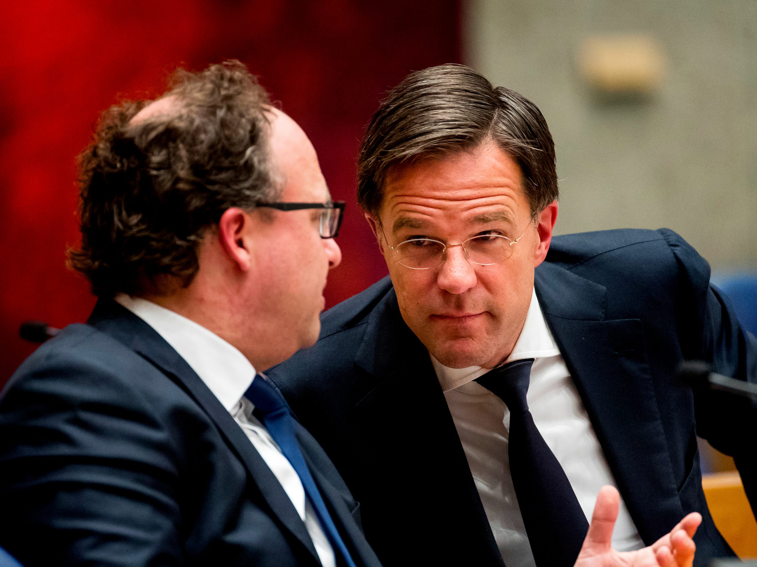 Minister Wouter Koolmees (Sociale Zaken en Werkgelegenheid) en premier Mark Rutte.