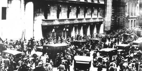 Archieffoto van 29 oktober 1929 toen de Verenigde Staten de ergste beurscrisis kregen te verwerken in de geschiedenis.