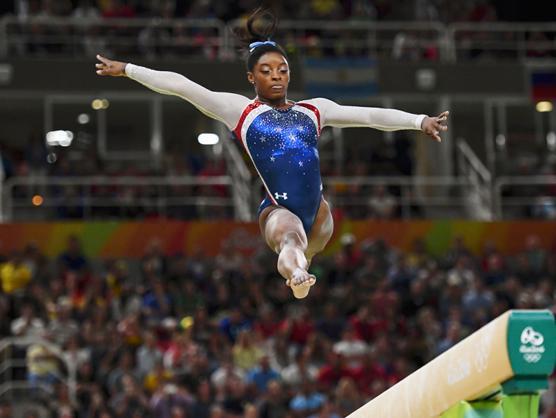 simone biles slow motion vault