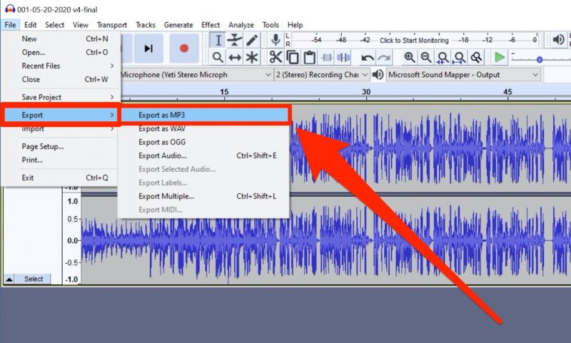 convert flac to mp3 with audacity