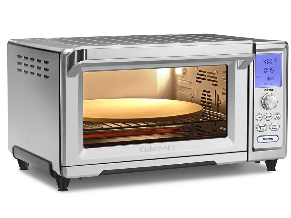 Keep Warm & Defrost Toast Chefman Toaster Oven Countertop Convection Stainless Steel Oven W/Variable Temperature Control; Large 6 Slice; 6 Cooking Functions: Bake Broil Convection 