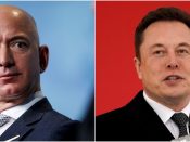Jeff Bezos (l) en Elon Musk (r).