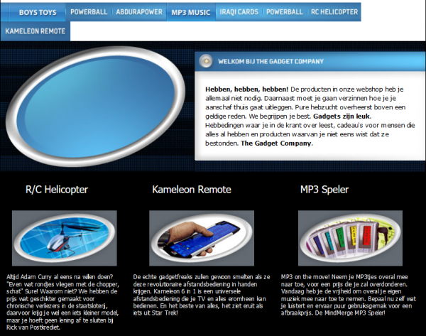 Foto: Screenshot van thegadgetcompany.nl op 9 oktober 2003. Bron: Wayback Machine Foto: Screenshot van thegadgetcompany.nl op 9 oktober 2003. Bron: Wayback Machine
