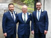 Rupert Murdoch with his sons Lachlan Murdoch (L) and James Murdoch (R) at his 2019 wedding to Jerry Hall.