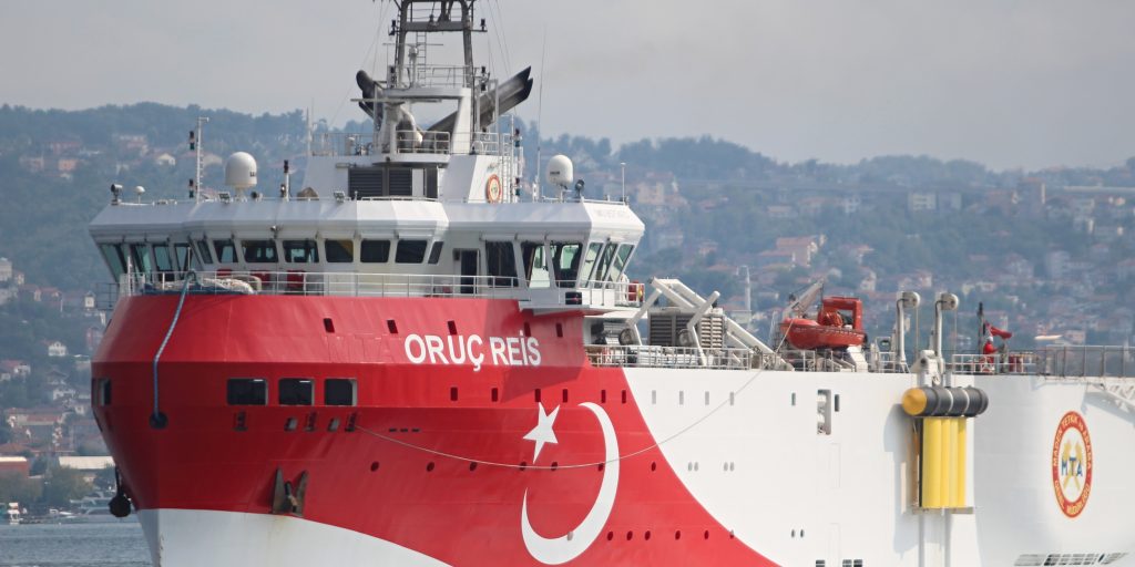 Het Turkse onderzoeksschip Oruç Reis.
