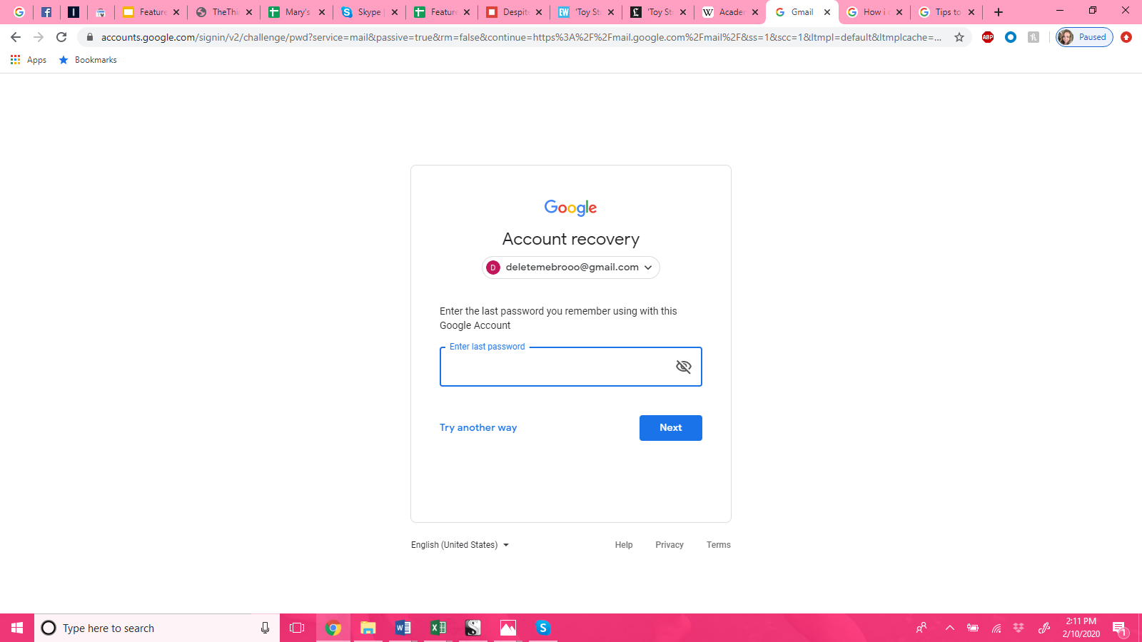 How to Gmail password reset 1