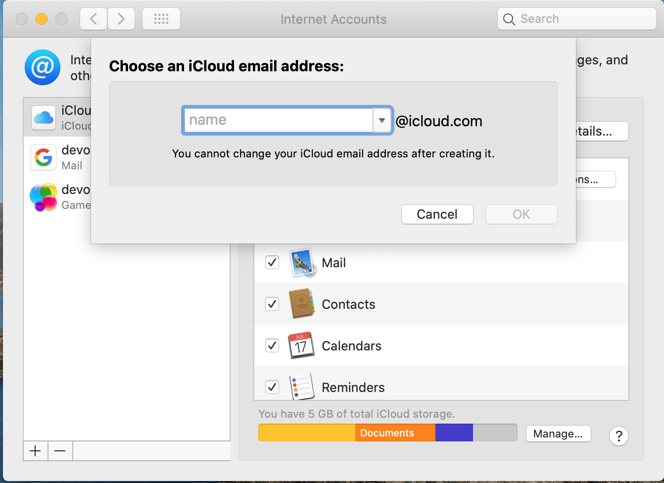 what is my icloud email address password