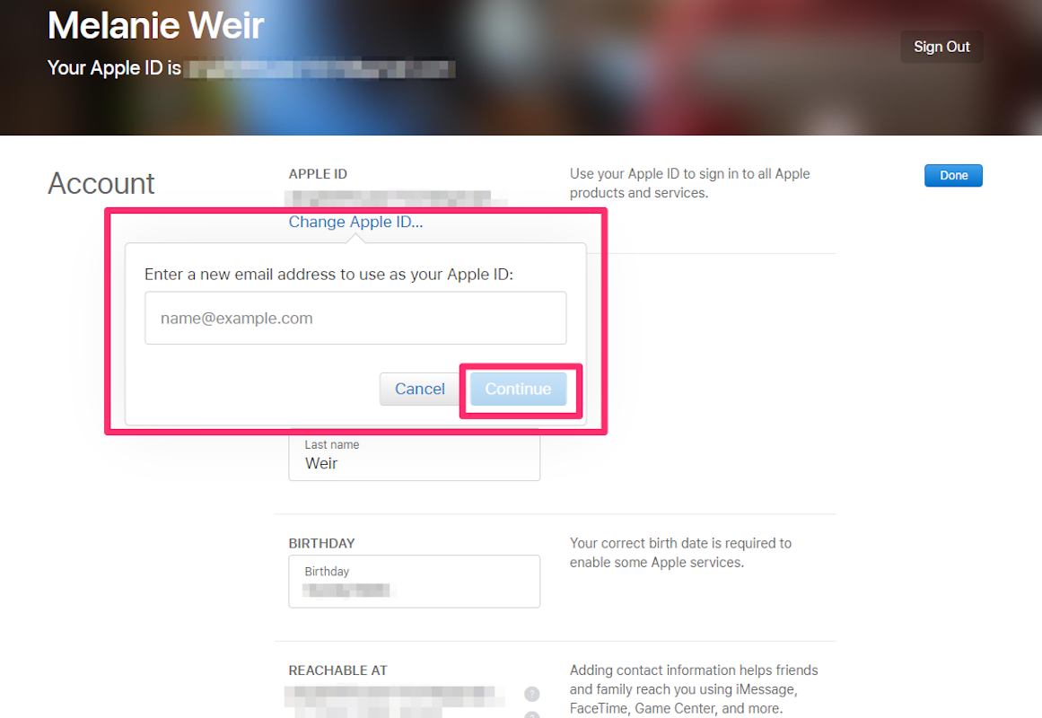 How to change your iCloud email address through your Apple ID account