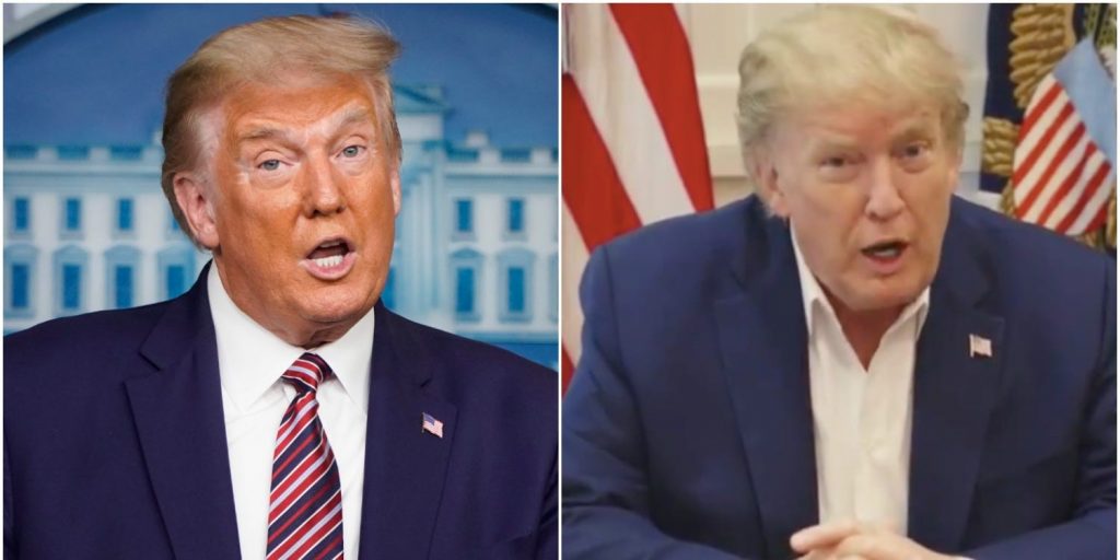 Donald trump sprak zaterdag een video boodschap in vanuit het ziekenhuis. Hij oogde een stuk bleker vergeleken met zijn normale gebronsde huidskleur