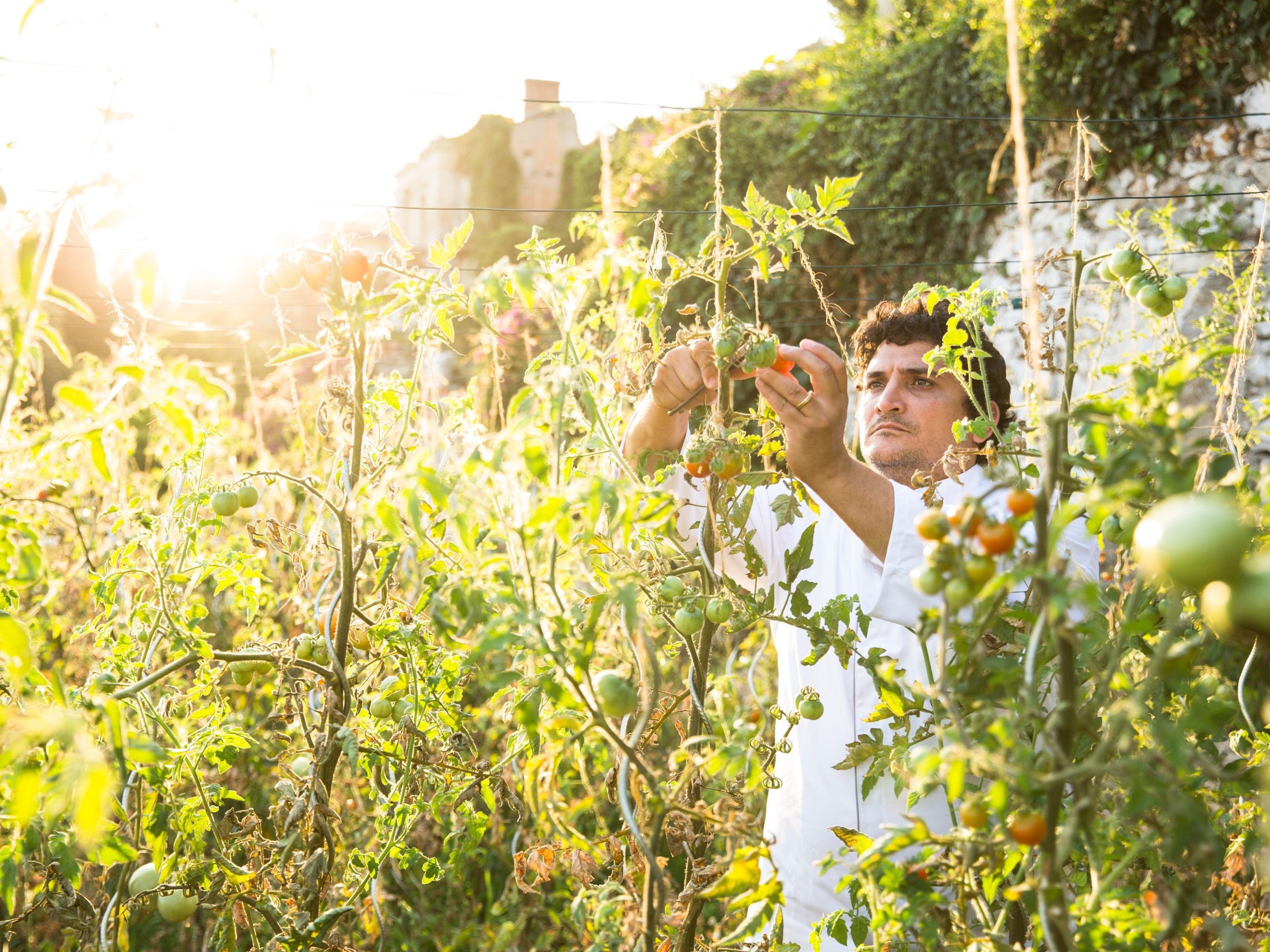 Mirazur's Chef Mauro Colagreco in the restaurant garden. Matteo Carassale photo