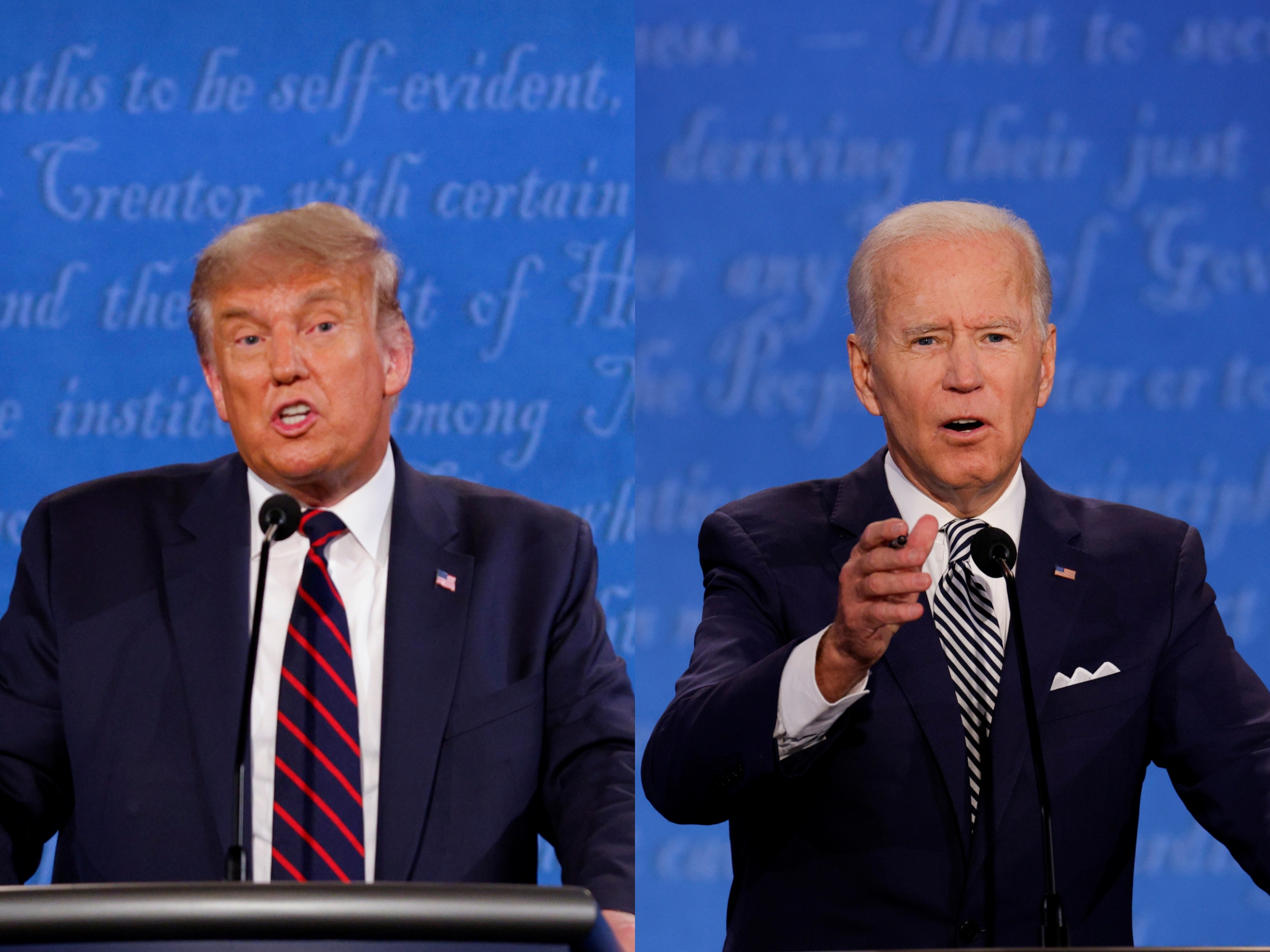 Donald Trump en Joe Biden tijdens het eerste presidentiële debat