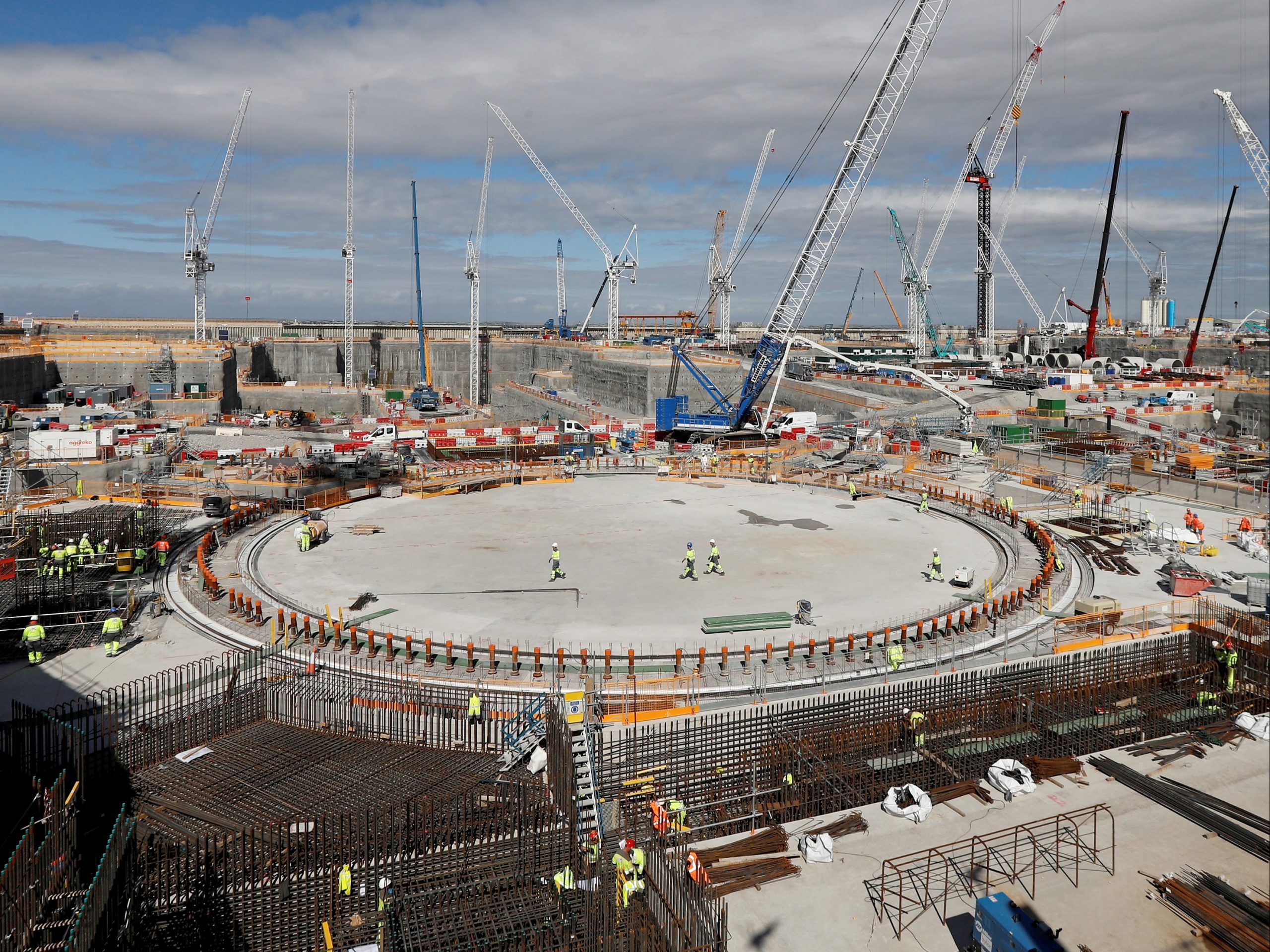 De bouw van een nieuwe kerncentrale van EDF in Hinkley Point, aan het kanaal van Bristol.