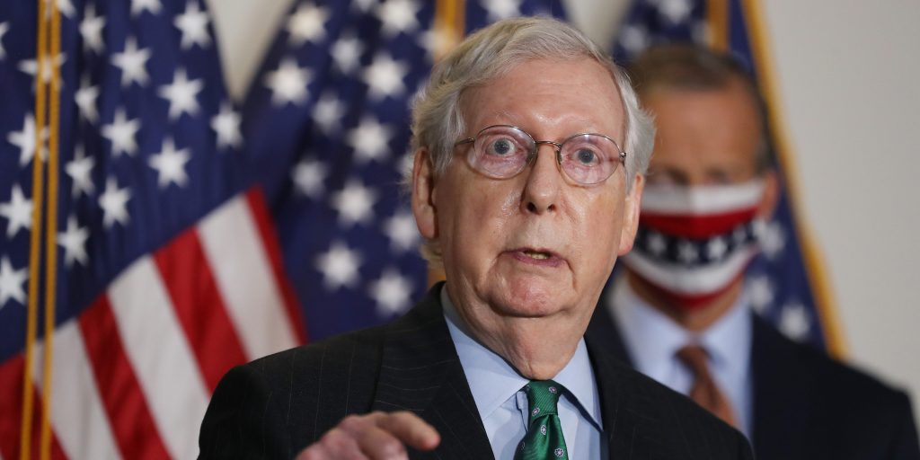Senator Mitch McConnell, leider van de Republikeinen in de Senaat.