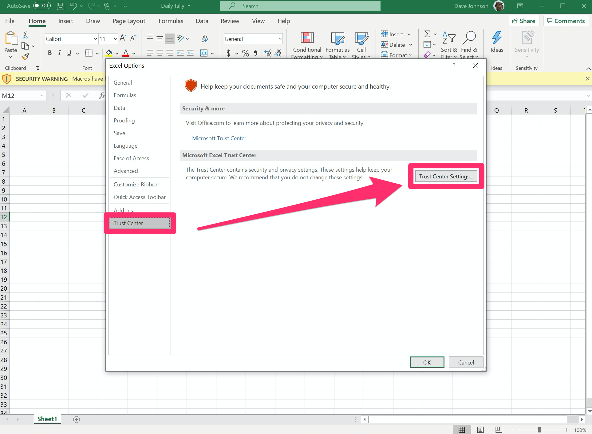 how to enable macros in excel for a mac