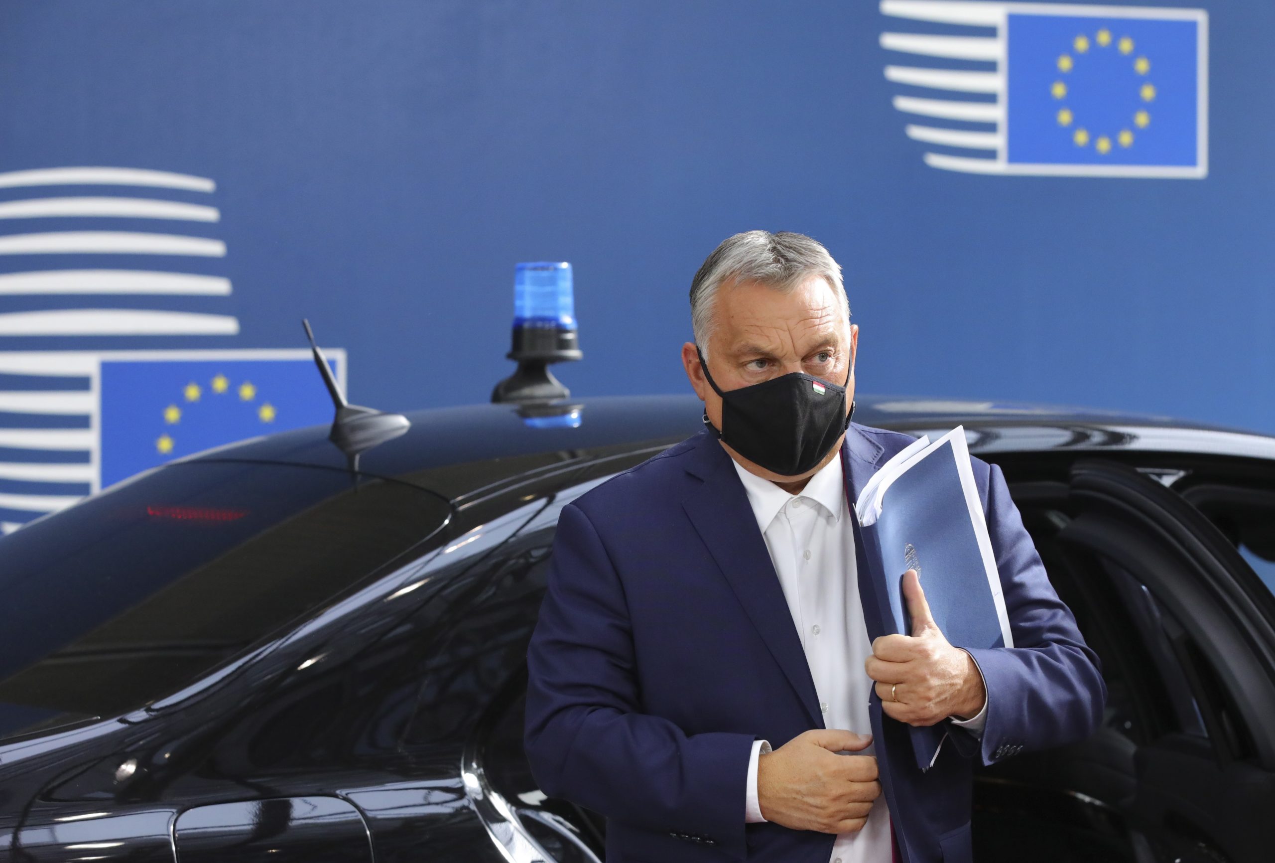 De Hongaarse premier Viktor Orban tijdens een Europese top in Brussel op 15 oktober 2020.