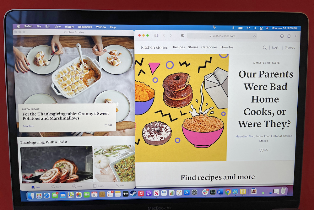Links de Kitchen Stories-app, rechts de website. Foto: Business Insider/Lisa Eadicicco