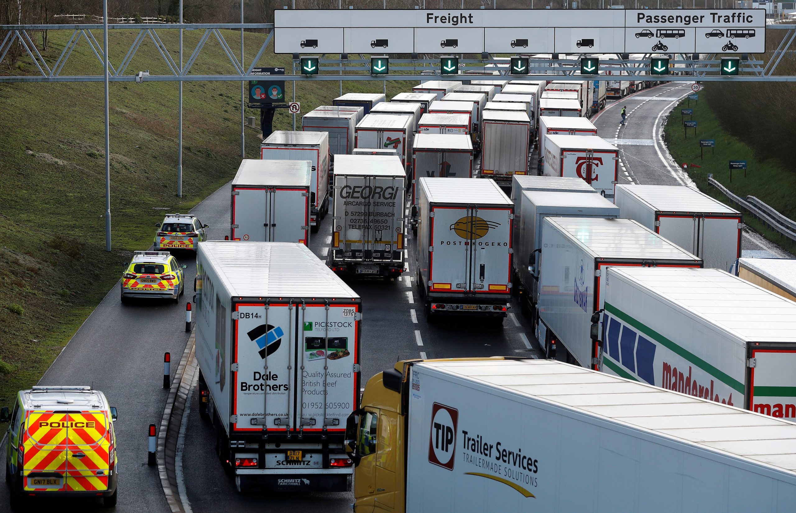 Vrachtwagens voor de Kanaaltunnel