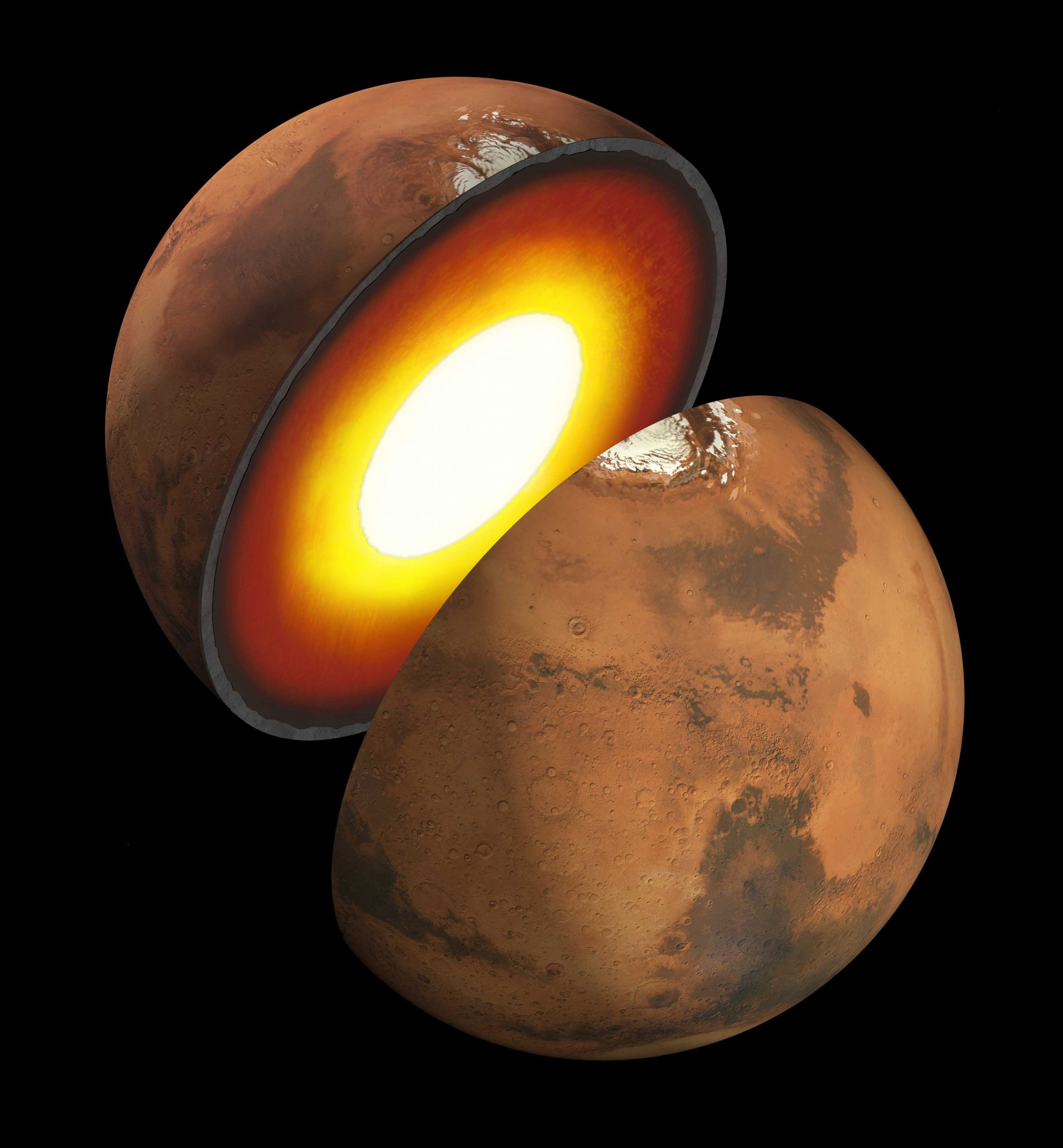 mars internal inner structure core mantle crust