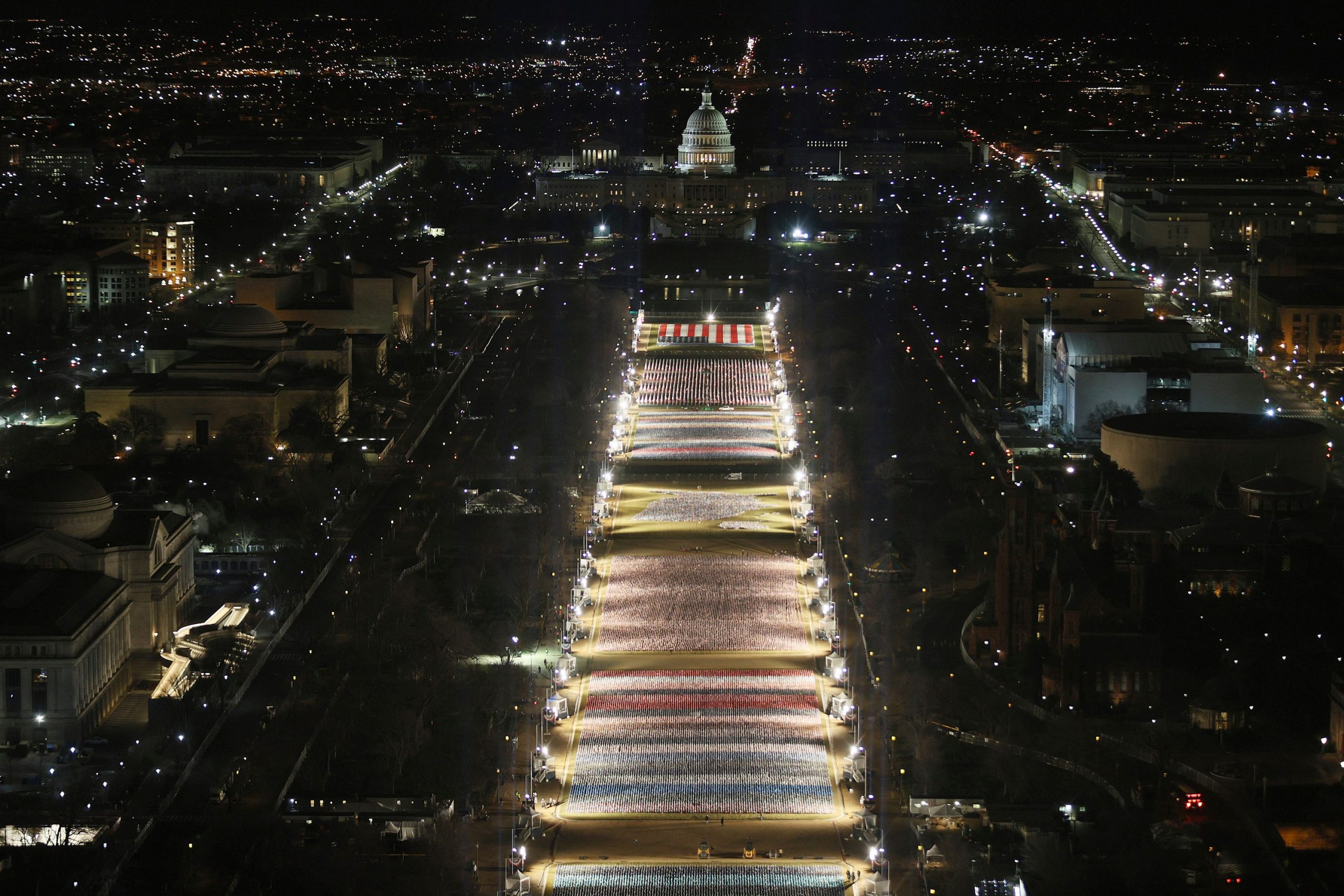 A stunning art installation of nearly 200 000 US flags has filled the