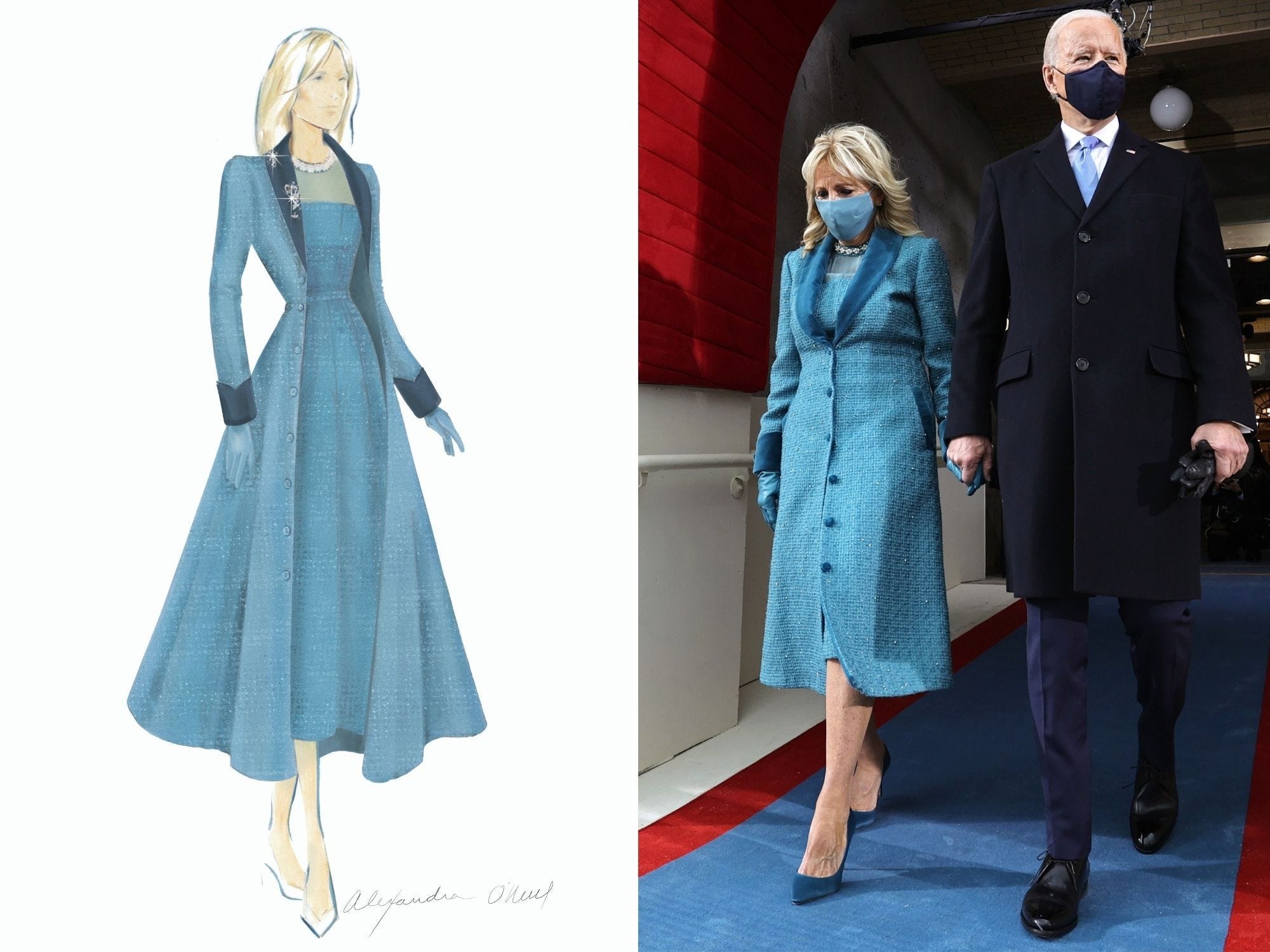 jill biden flotus inauguration outfit design sketch