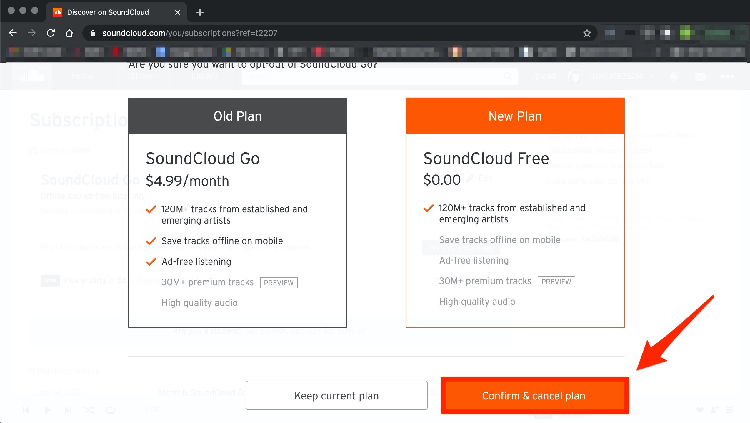 Cancel SoundCloud Go 4