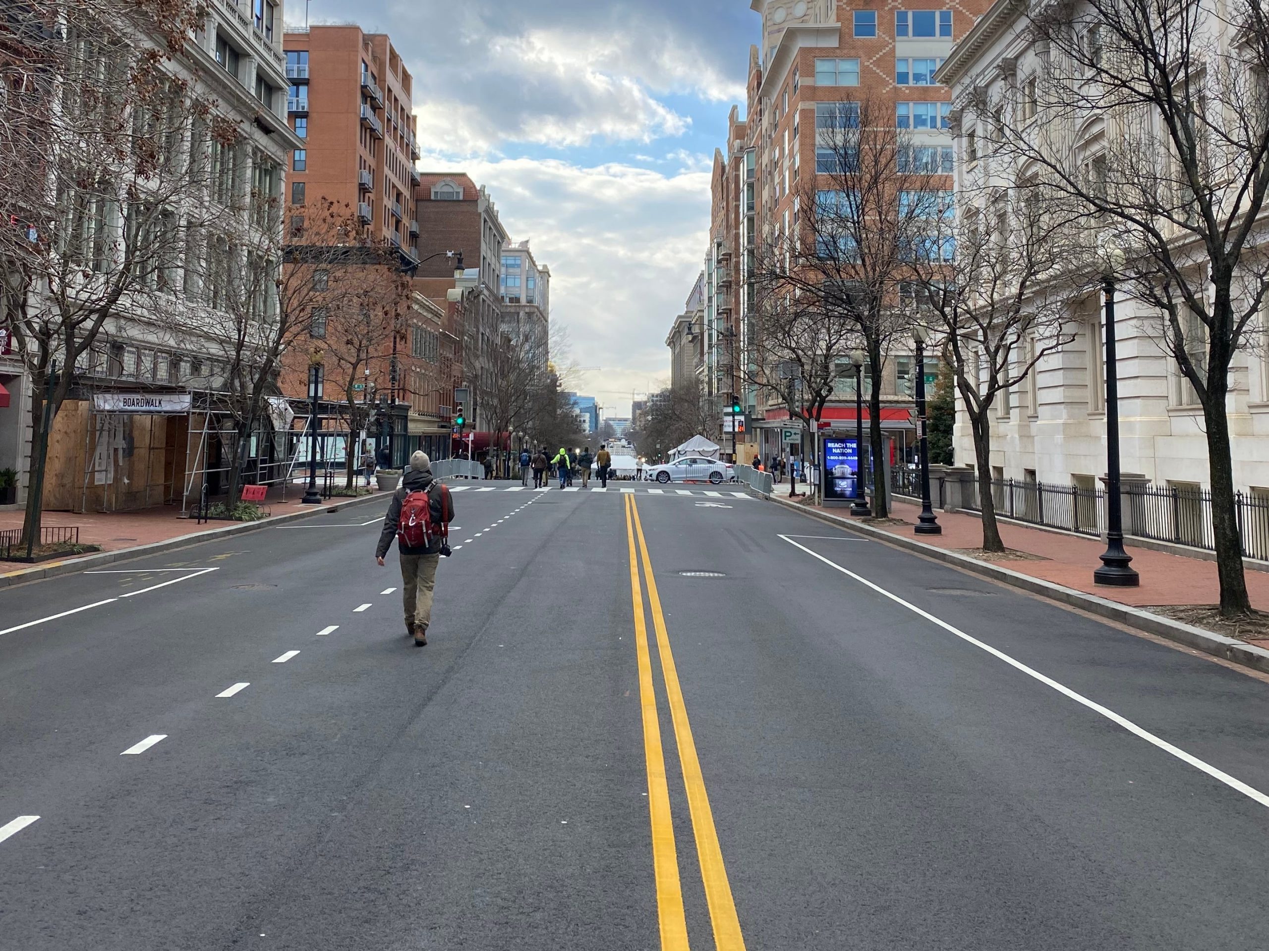 Empty Washington DC street inauguration day