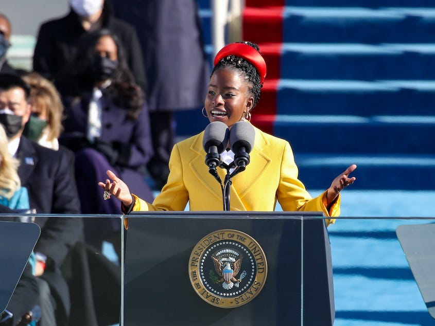 yellow coat worn by amanda gorman