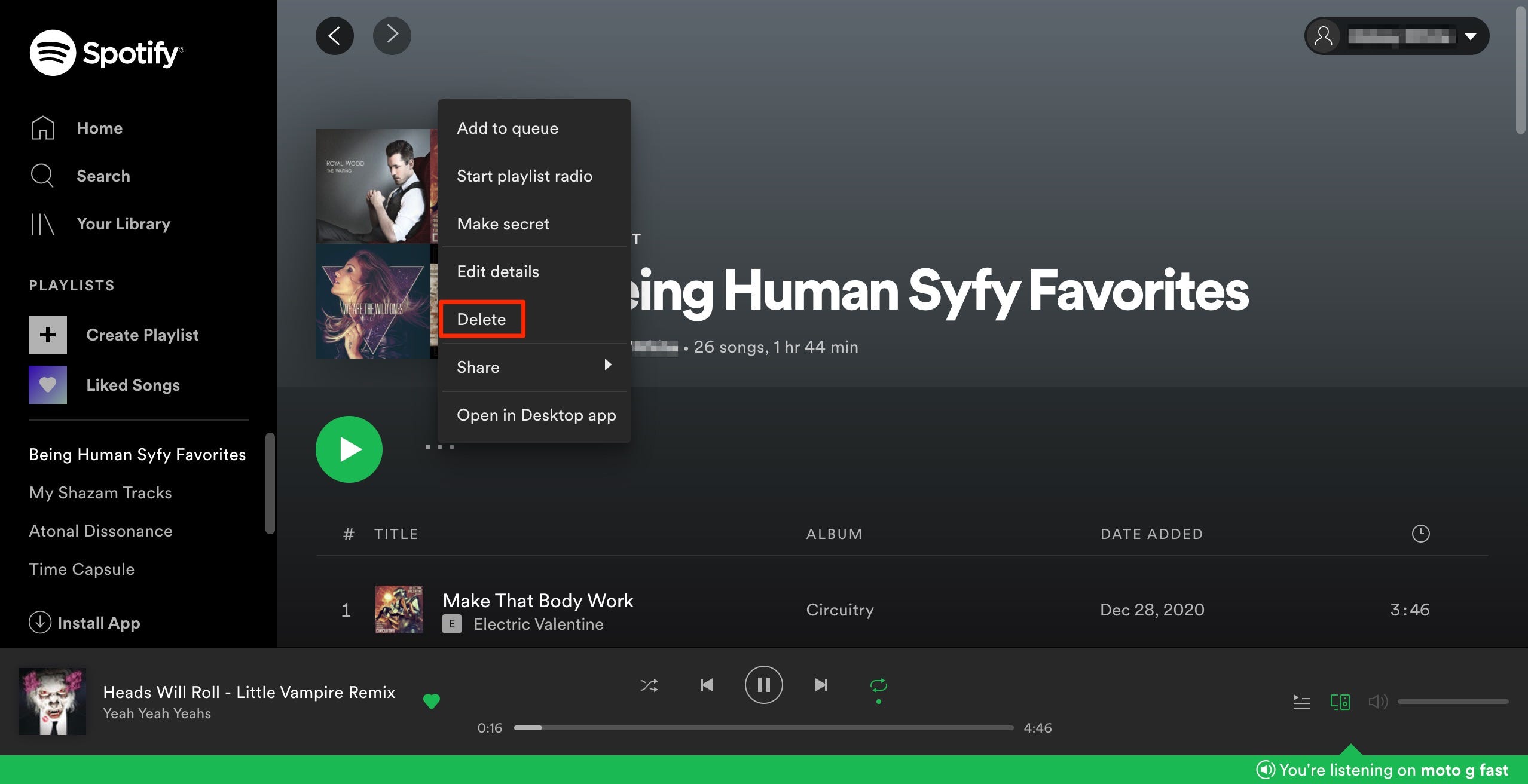 how to delete a spotify playlist