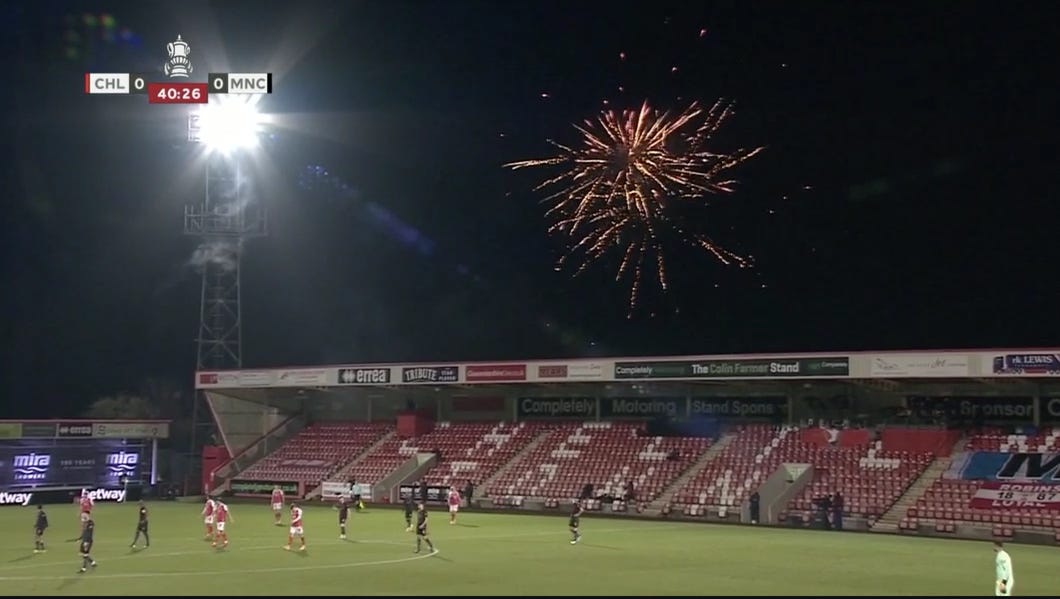 Manchester City Cheltenham fireworks