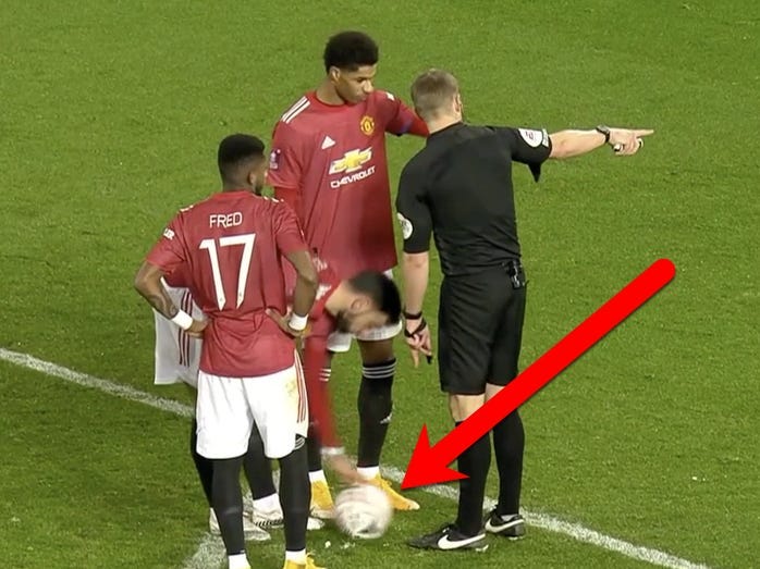Manchester United free kick goal in FA Cup