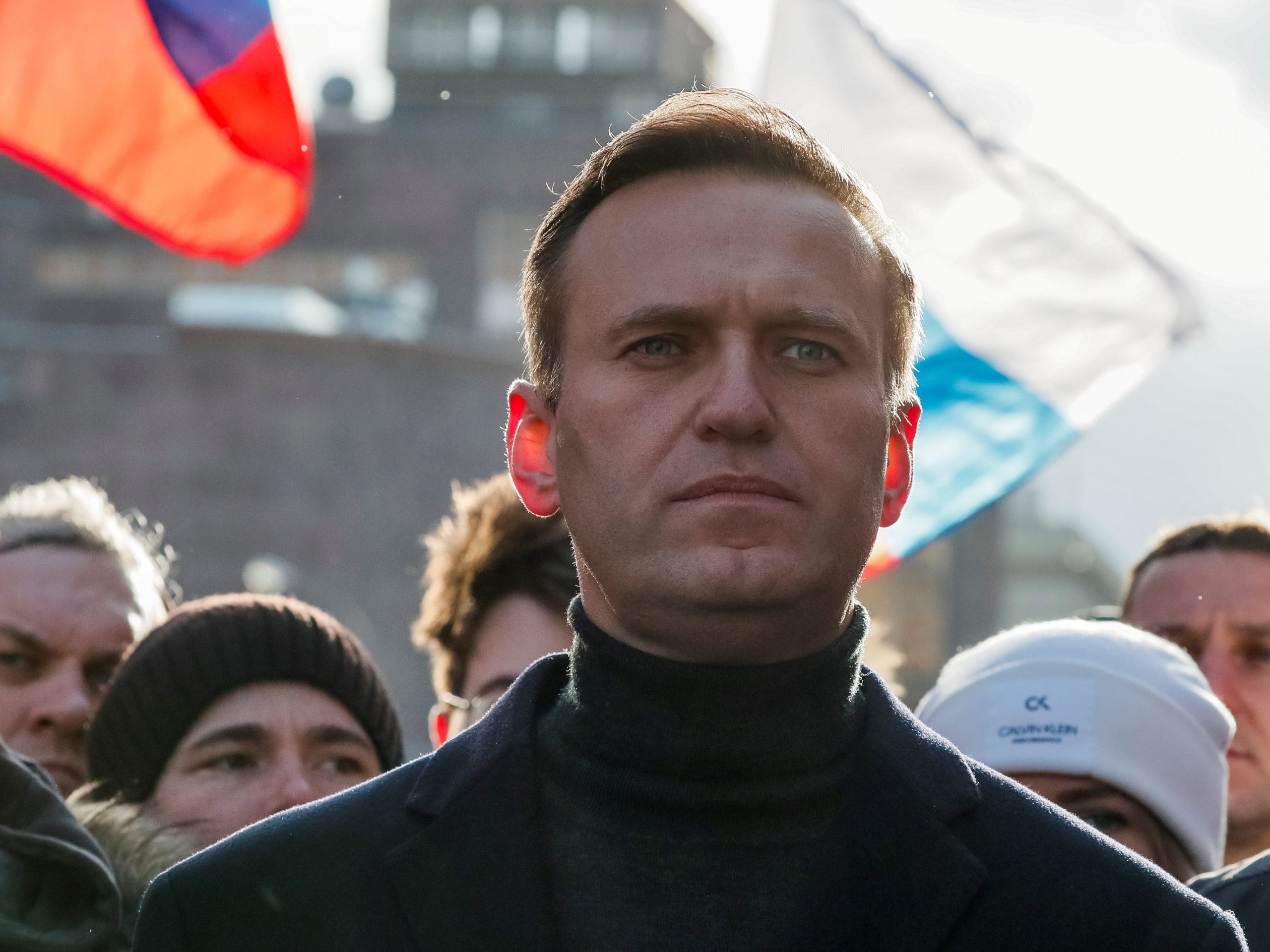 Russian opposition politician Alexei Navalny takes part in a rally in Moscow