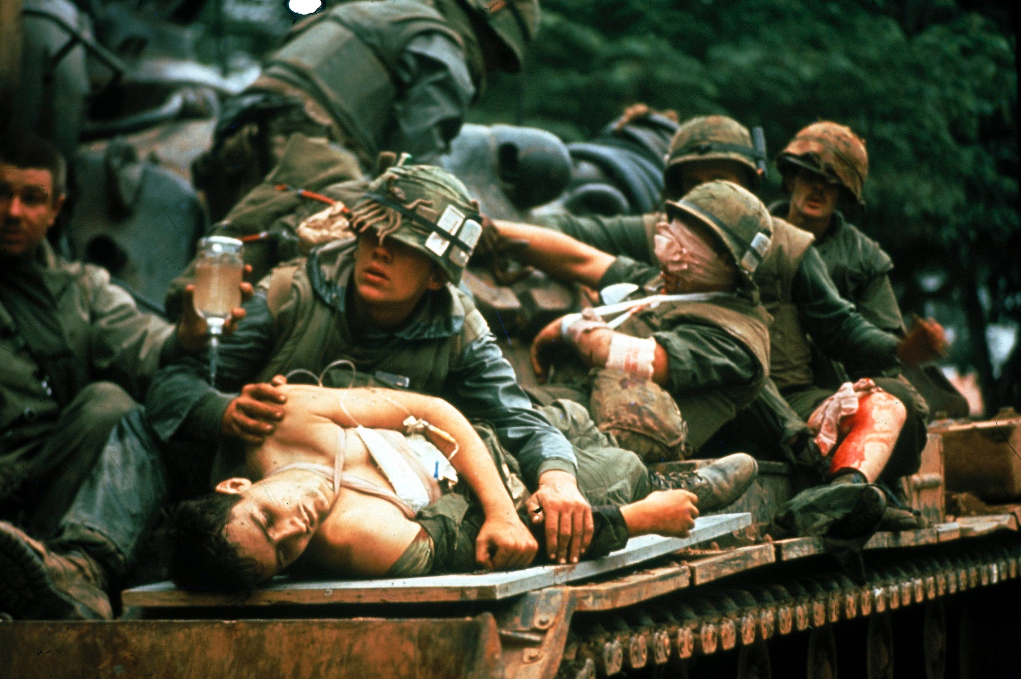 Battle of Hue Vietnam Marines wounded medic tank