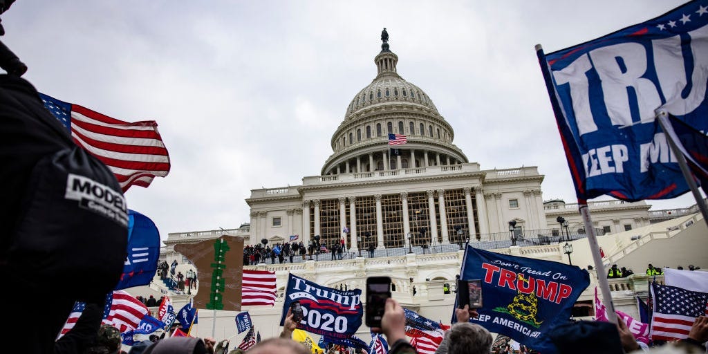 Pro-Trump supporters storm the U.S. Capitol following a rally with President Donald Trump on January 6, 2021 in Washington, DC