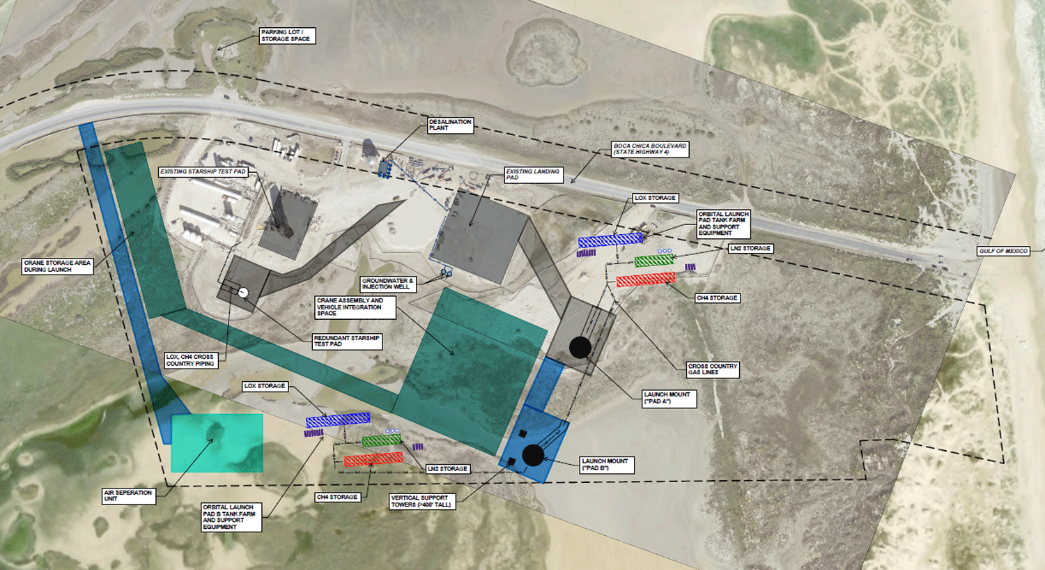 spacex starship boca chica may 2020 faa draft environmental assessment ea vertical launch area diagram