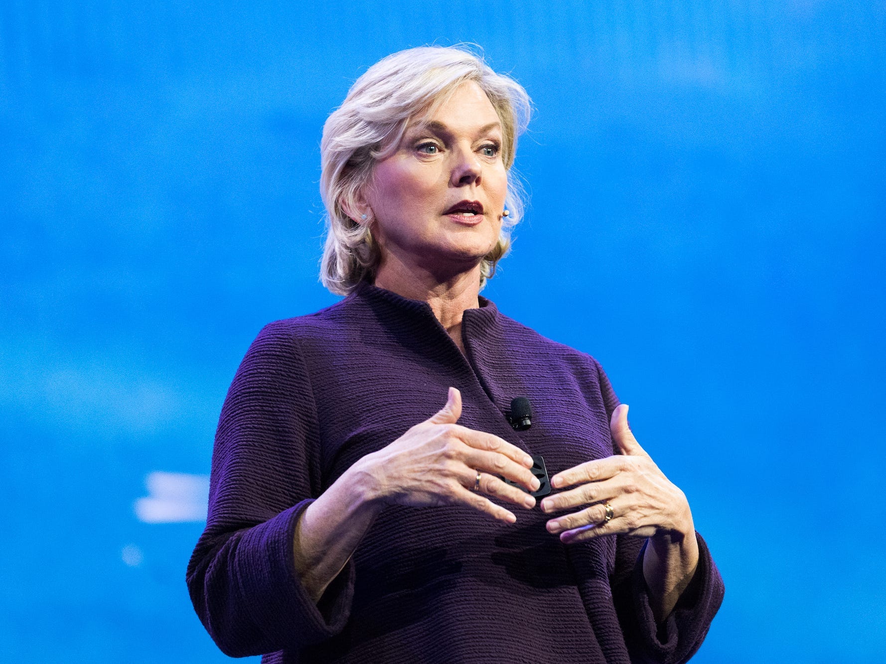 WASHINGTON, DC, UNITED STATES - 2018/03/04: Jennifer Granholm, Former Governor of Michigan, speaking at the AIPAC (American Israel Public Affairs Committee) Policy Conference at the Walter E. Washington Convention Center. (Photo by Michael Brochstein/SOPA Images/LightRocket via Getty Images)