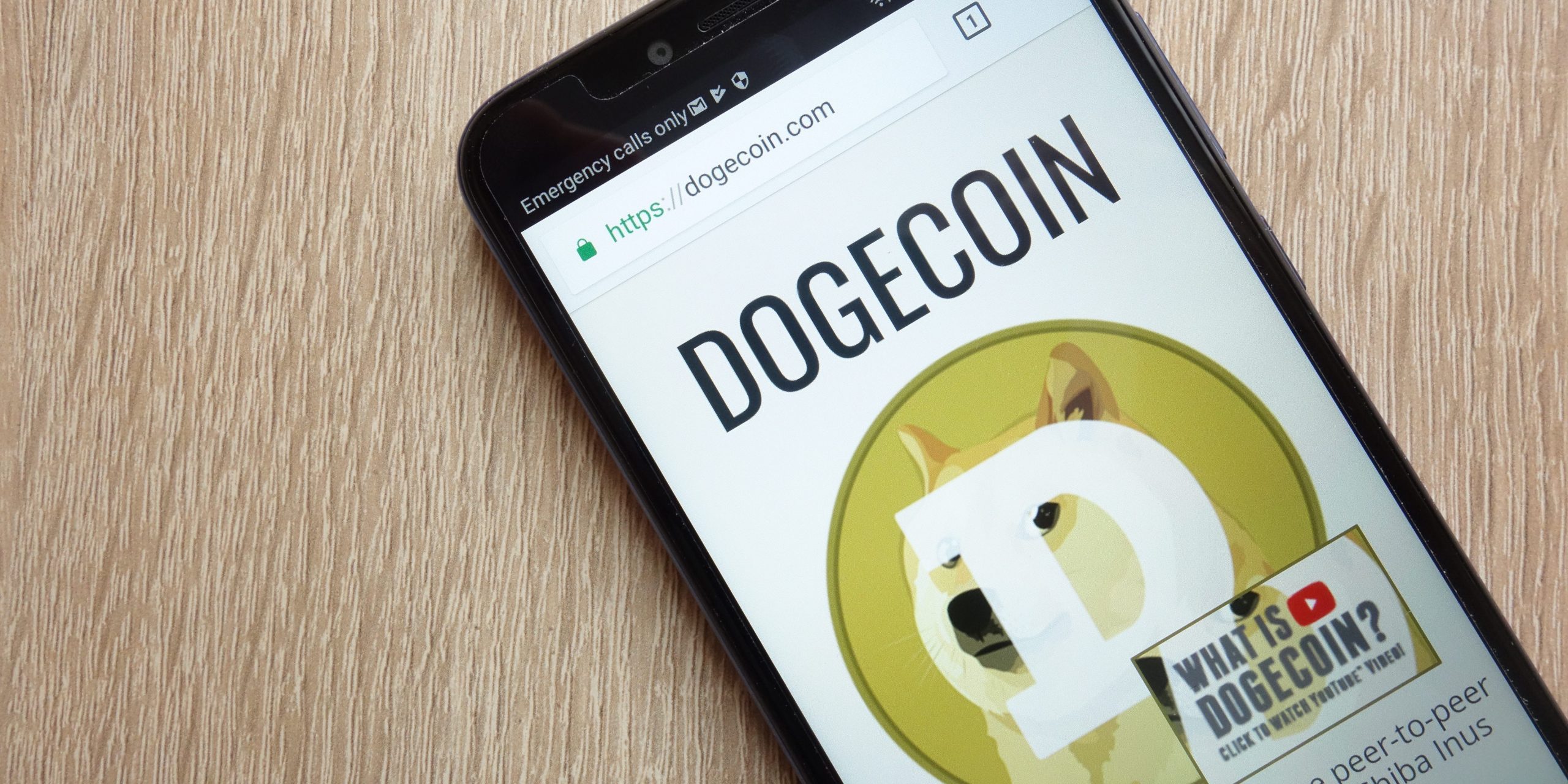 Dogecoin icon on the phone