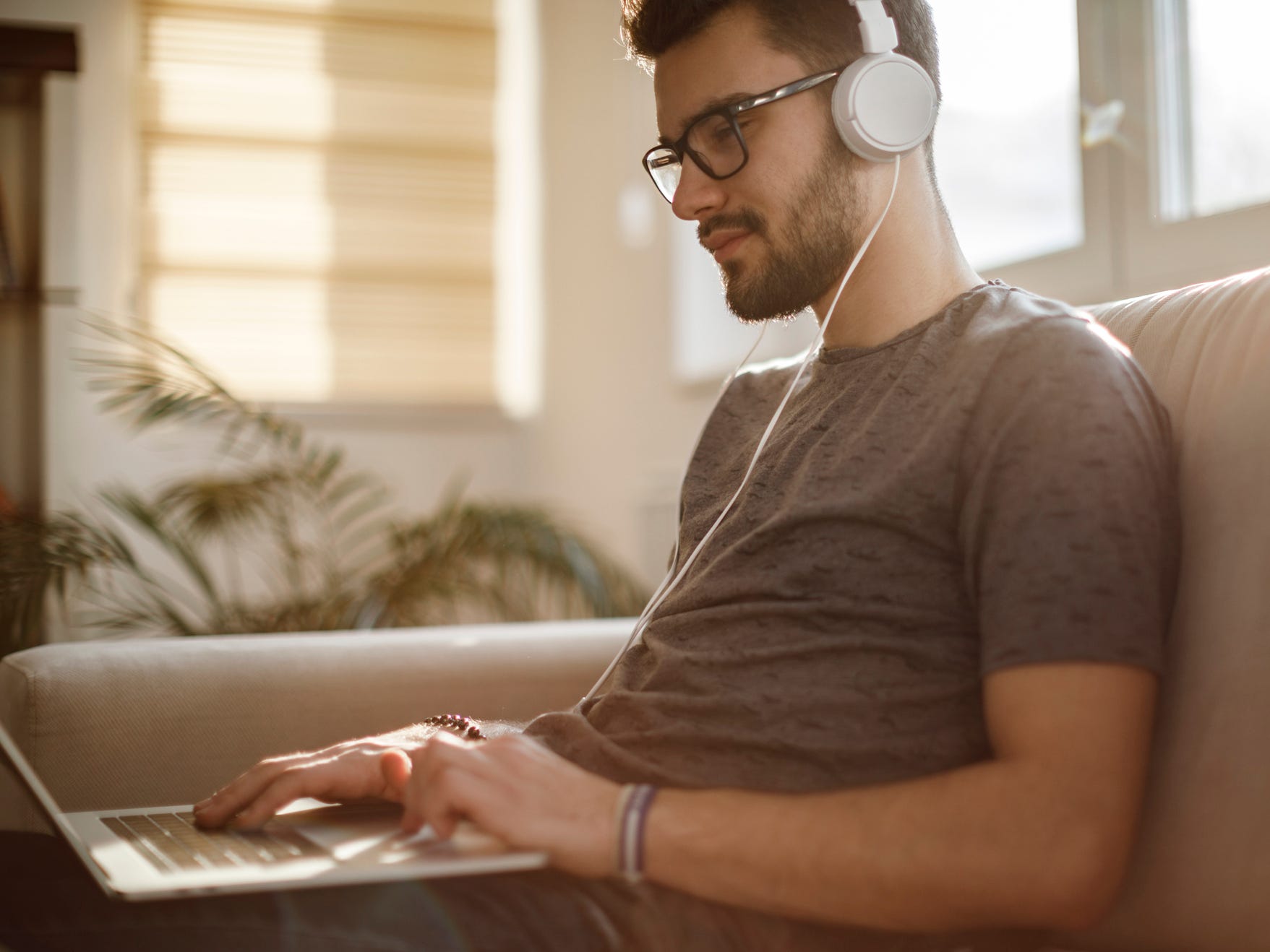 Man downloading music
