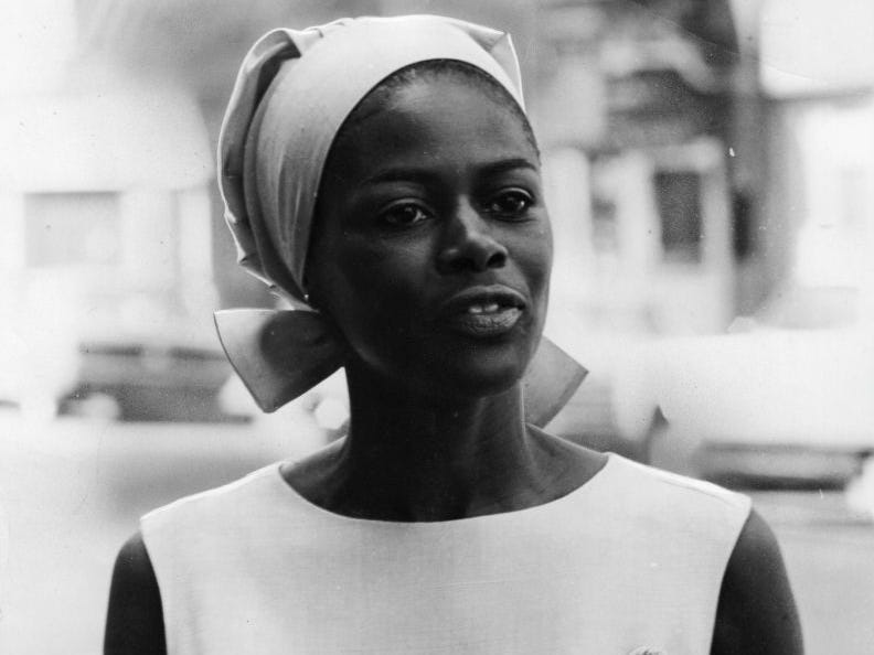 Actress Cicely Tyson stands in front of Sardi's on W. 44th Street in Manhattan on August 1, 1966