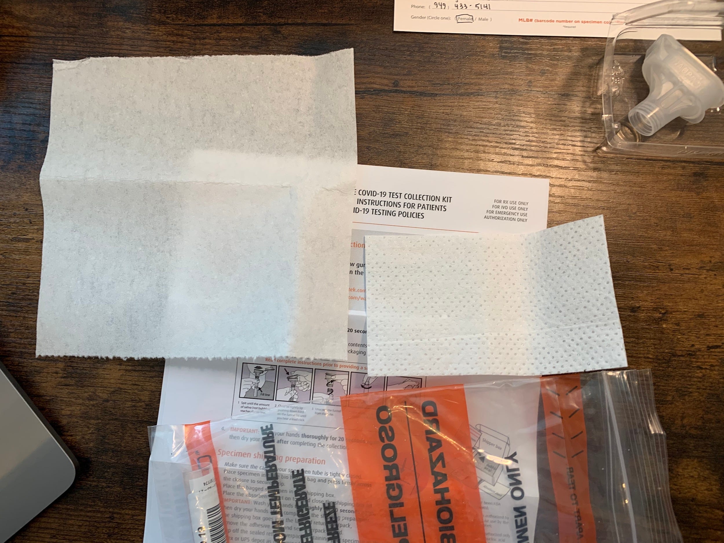 MyLab Box mail-in COVID-19 testing kit.