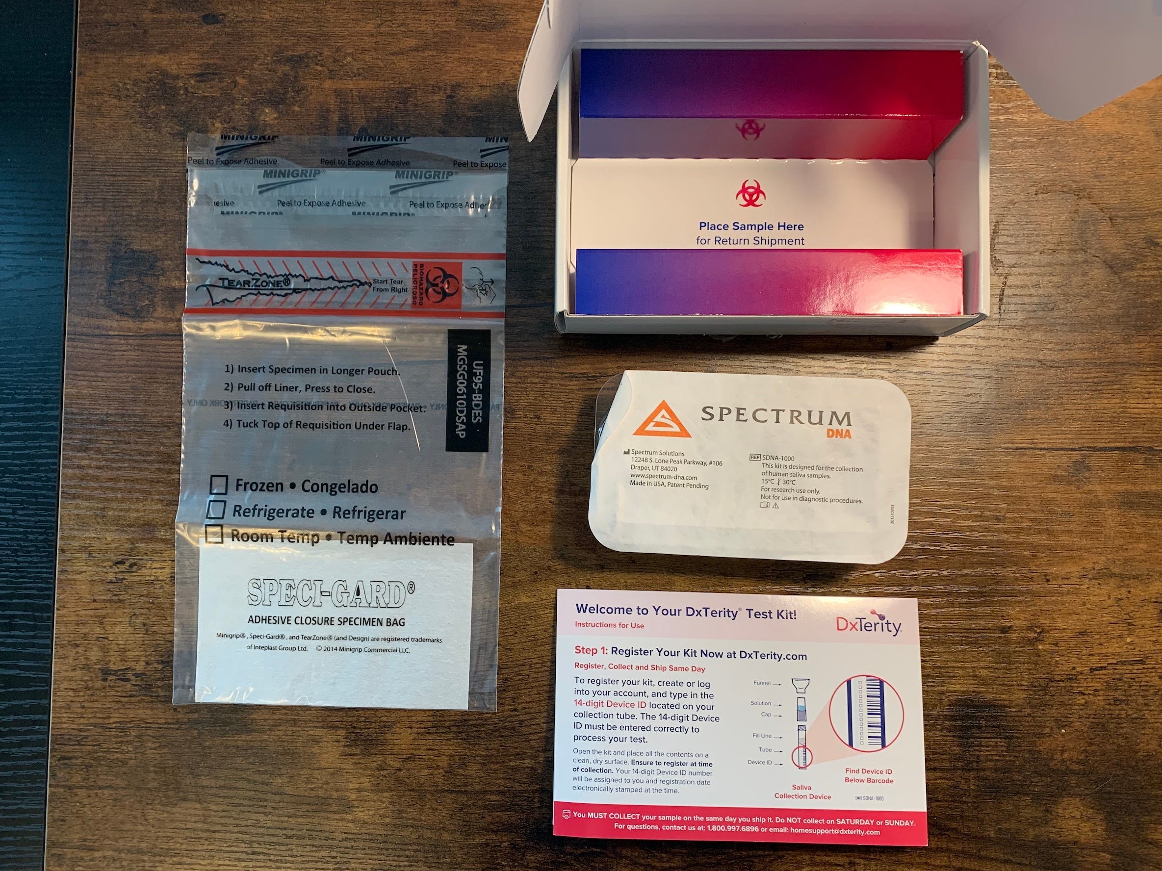 DxTerity's mail-in COVID-19 testing kit.