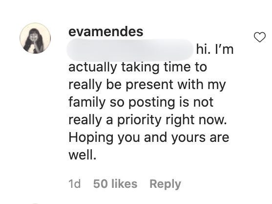 Eva Mendes Comment Section - Blurred 1/31/21