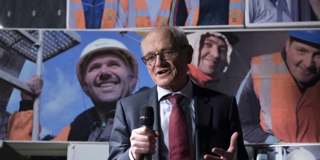 Gerard Sanderink bij de ingebruikname van de Koning Willem-Alexandertunnel bij Maastricht in december 2016.