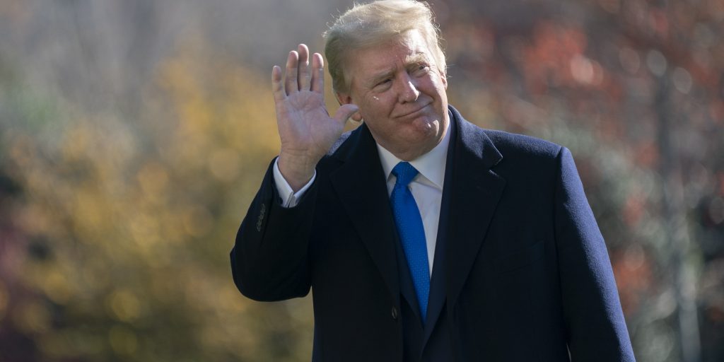De Amerikaanse president Donald Trump op 29 november 2020 bij het Witte Huis.