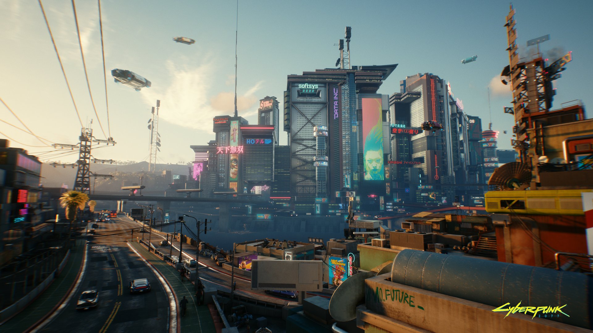 'Night City', de stad waar Cyberpunk 2077 zich afspeelt. Foto: CD Projekt Red