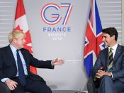 De Britse premier Boris Johnson en zijn Canadese collega Justin Trudeau tijdens de G7 in Biarritz in 2019.
